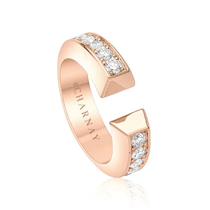 GOLD BAR GM RING, PINK GOLD AND DIAMONDS
